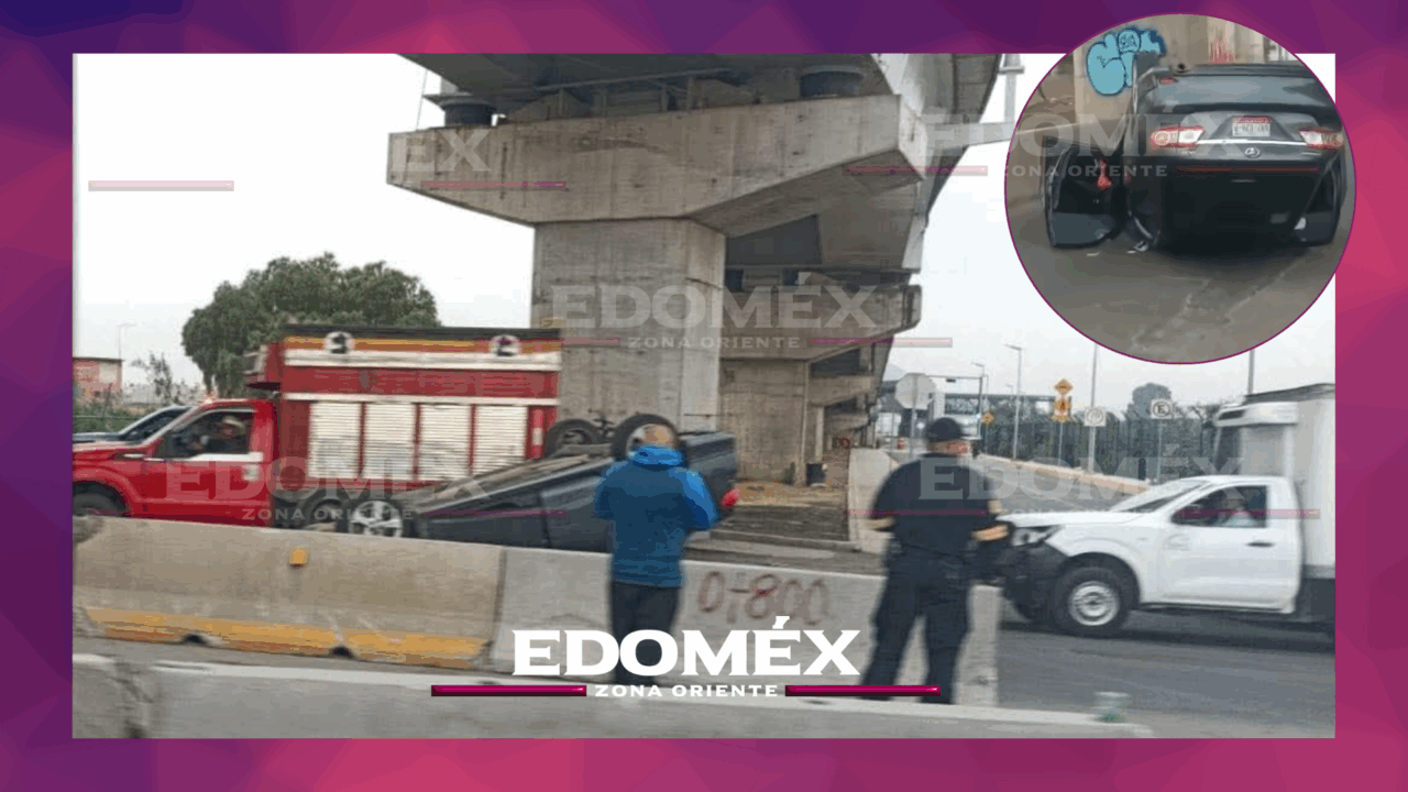 VOLCADURA DE VEHÍCULO EN LA CHALCO-IXTAPALUCA MOVILIZA A CUERPOS DE EMERGENCIA
