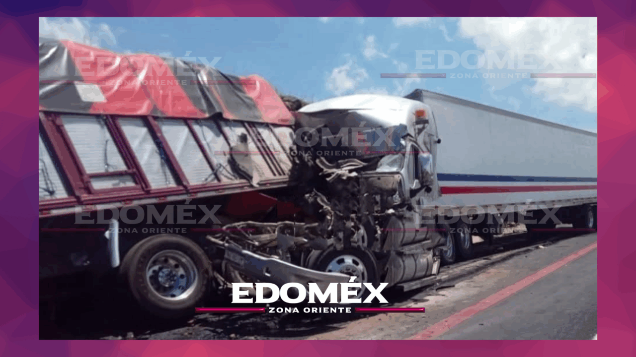 APARATOSO CHOQUE ENTRE DOS TRÁILERES PROVOCA CIERRE PARCIAL EN LA TEXCOCO-CALPULALPAN