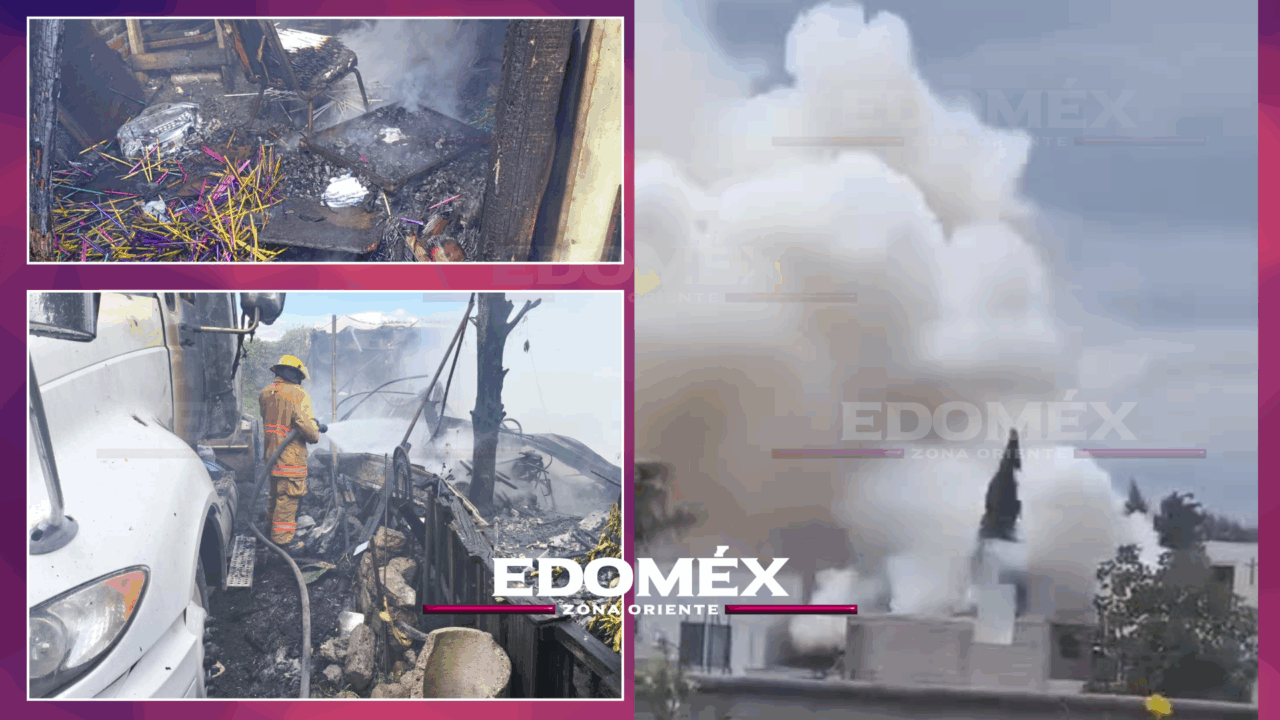 EXPLOSIÓN DE PIROTECNIA EN TRACTOCAMIÓN MOVILIZA A CUERPOS DE EMERGENCIA EN TULTEPEC