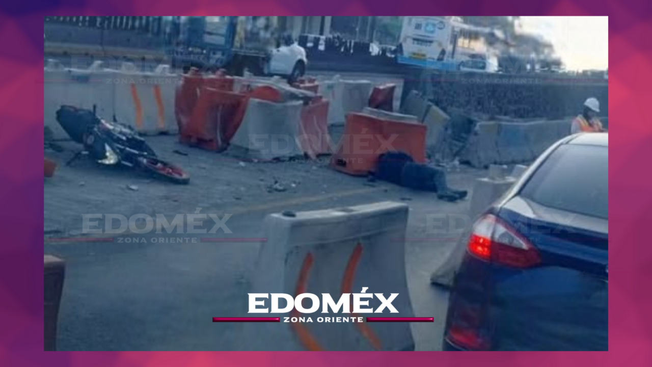 MOTOCICLISTA CAE EN LA MÉXICO–PUEBLA A LA ALTURA DE LA VIRGEN